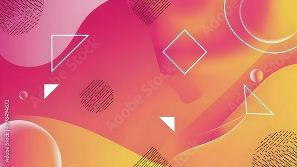 Fototapeta Colorful Gradient Background with White Geometric Shapes