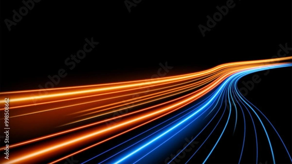 Obraz Colorful Light Trails, Long Time Exposure Motion Blur Effect, Vector Illustration