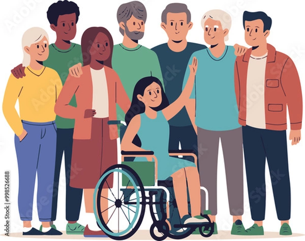 Fototapeta vector flat diverse group of happy business people work together entrepreneurs office workers	