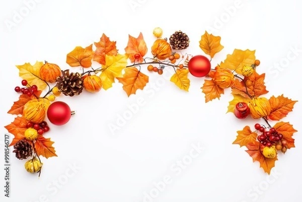 Fototapeta Autumn winter halloween thanksgiving background frame