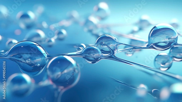 Fototapeta Dynamic 3D Visualization of Water Molecules in Motion