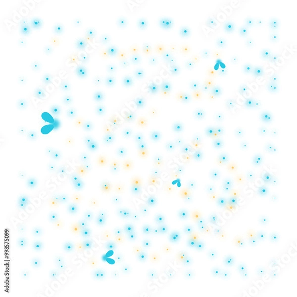 Fototapeta Blue magic firefly bug light glow vector effect. Glowworm dust spell fairy tale shine isolated . 
