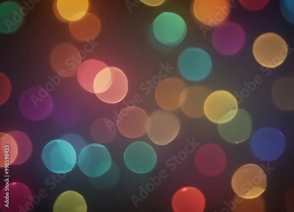 Fototapeta A vibrant display of multicolored bokeh lights, creating a mesmerizing and festive atmosphere