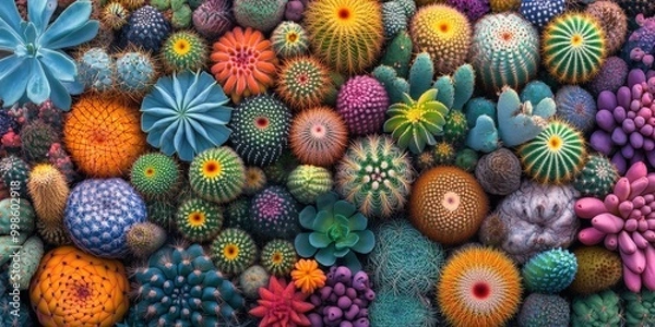 Fototapeta Colorful Array of Various Cacti Display