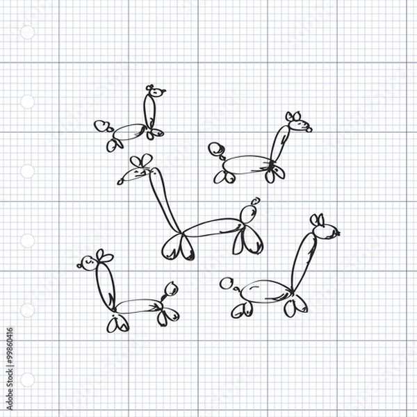 Fototapeta Simple doodle of balloon animals