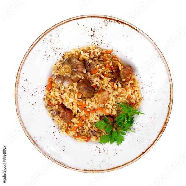 Obraz Pilaf with garlic and herbs