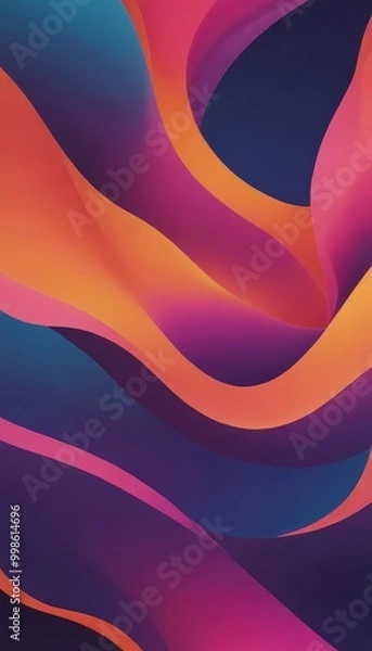 Obraz a vibrant abstract composition of overlapping curved lines in various shades of blue, orange, and pink, creating a dynamic and visually striking pattern