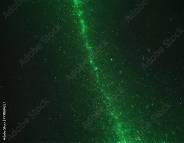 Fototapeta a dark green background with a long, thin, and bright green line running vertically down the center, creating a sense of depth and movement