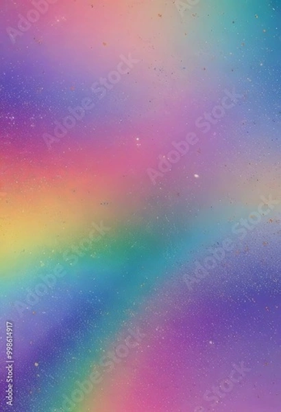 Fototapeta a vibrant gradient background with a rainbow-like effect, transitioning from pink to purple, and then to blue The background is speckled with small white dots, adding a touch