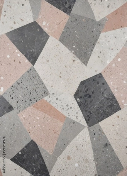 Obraz a close-up view mosaic pattern composed of irregularly shaped tiles in various shades of gray, beige, and peach, with some darker tones