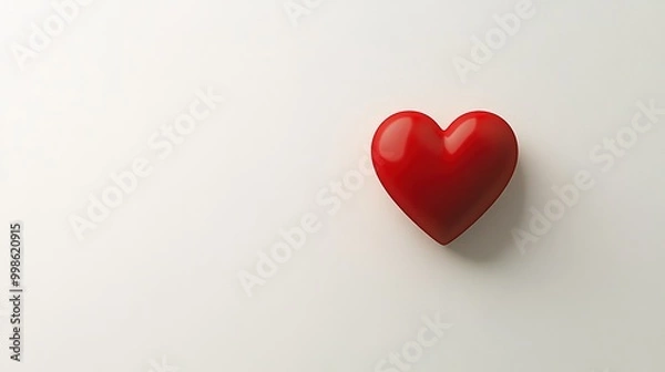 Obraz simple red heart floating in the center of a clean white background, creating a minimalist and elegant design -