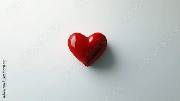 Fototapeta simple red heart floating in the center of a clean white background, creating a minimalist and elegant design -