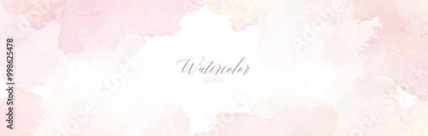 Obraz Blush pink watercolor fluid painting vector design card. Dusty rose and white marble geode frame. Spring wedding invitation. Petal or veil texture. Dye splash style. Alcohol ink.Isolated and editable
