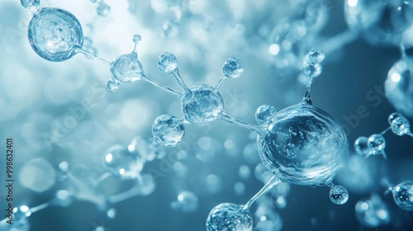 Fototapeta close up of water molecules in motion, showcasing their intricate structure and dynamic behavior. image captures beauty and complexity of molecular interactions, evoking sense of wonder