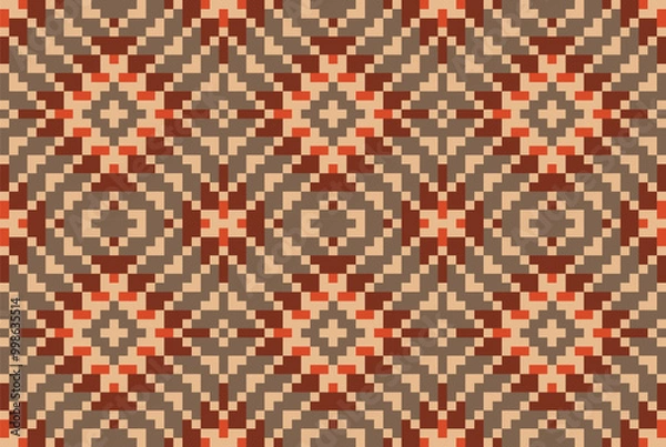 Fototapeta Saree Abstract Seamless Geometric Patternfolk Embroidery, Aztec Geometric Ornament Print. Design for Carpet, Wallpaper, Clothing, Wrapping, Fabric