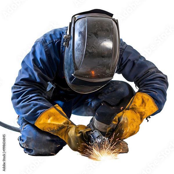 Obraz Welder at work isolated on transparent background