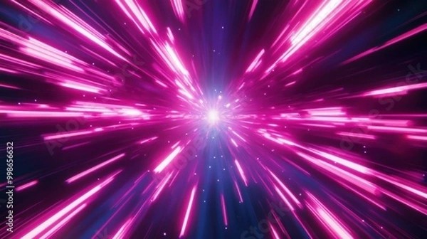 Fototapeta Speed Rays Abstract Background with Burst of Light Energy, The Movement of Luminous Rays in Space, Template for Background, Banner, Card