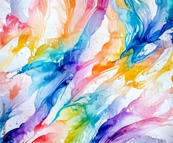 Fototapeta an abstract painting featuring a vibrant and dynamic composition of multicolored fluid paint strokes, creating a sense of movement and energy