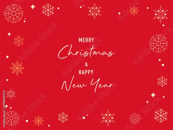 Obraz Merry Christmas and Happy New Year in red background