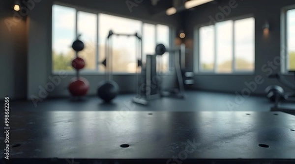 Fototapeta Empty Gym Bench with Blurred Background
