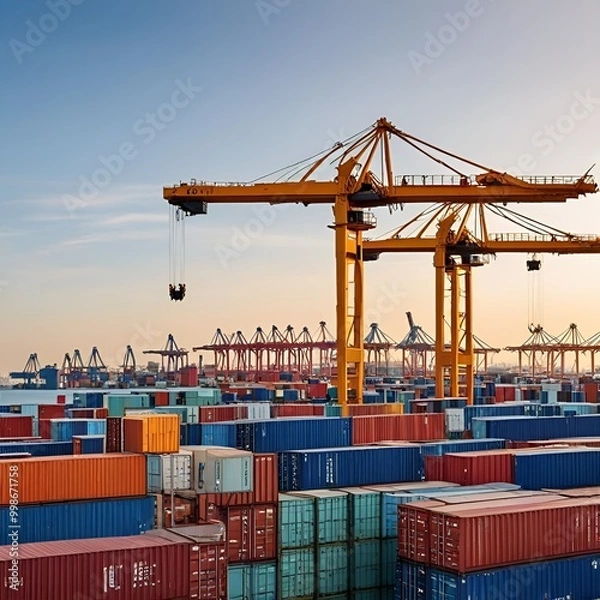 Fototapeta container cargo freight ship in port