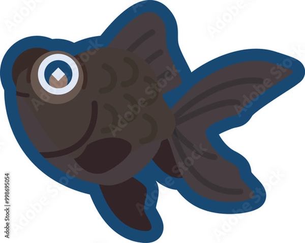 Obraz かわいい金魚（黒出目金）のイラスト