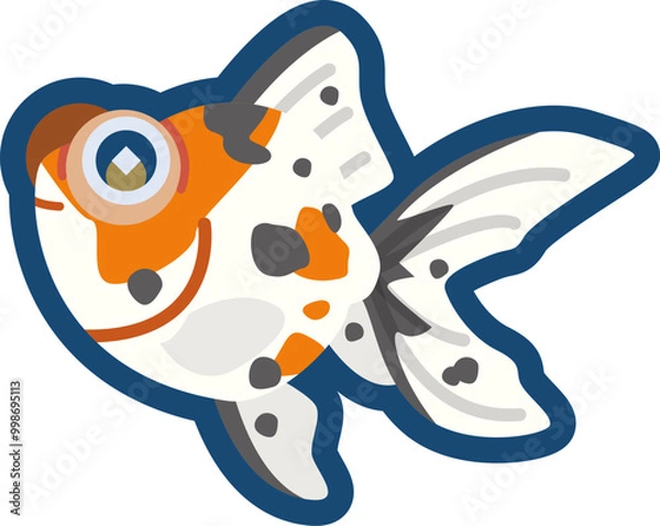 Obraz かわいい金魚（三色出目金）のイラスト