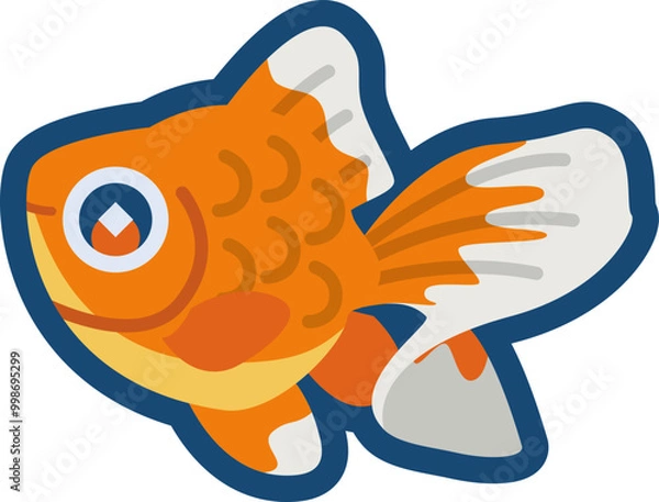 Obraz かわいい金魚（土佐金）のイラスト