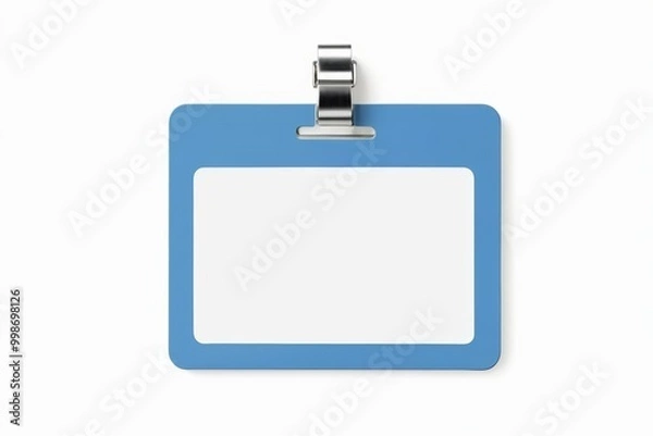 Fototapeta a close up of a blue name badge with a clip