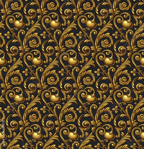 Fototapeta Vector seamless floral pattern with pomegranate