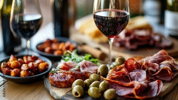 Obraz Authentic spanish tapas experience at a cozy local bar for dining decor