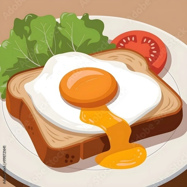 Fototapeta  illustration of a breakfast egg toast,generative ai