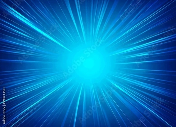 Fototapeta a vibrant blue background with radiating lines of light, creating a sense of energy and movement The central focus is a bright, radiant light source surrounded by a radiant