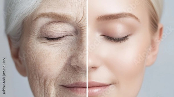 Fototapeta Need for spring: split screen transformation - before and after concept art for posters