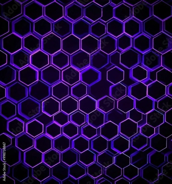 Fototapeta a repeating pattern of hexagonal shapes in shades of purple and black, creating a visually striking and geometric design