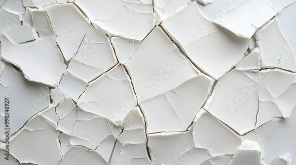 Fototapeta Cracked White Surface Texture for Artistic Backgrounds