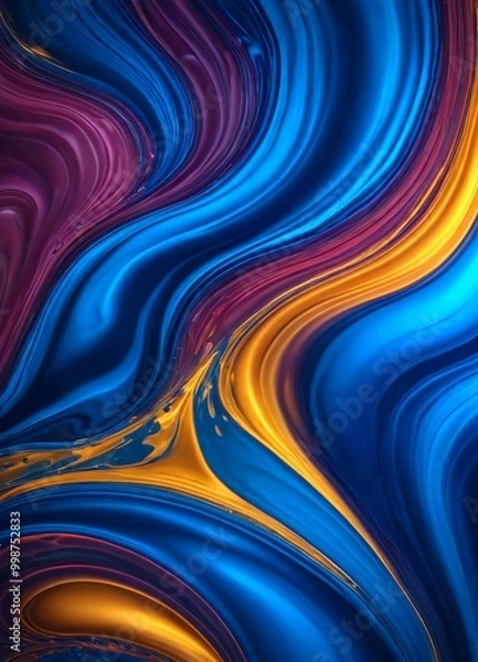 Obraz a vibrant abstract pattern with swirling lines and shapes in shades of blue, purple, and gold, creating a dynamic and visually striking composition