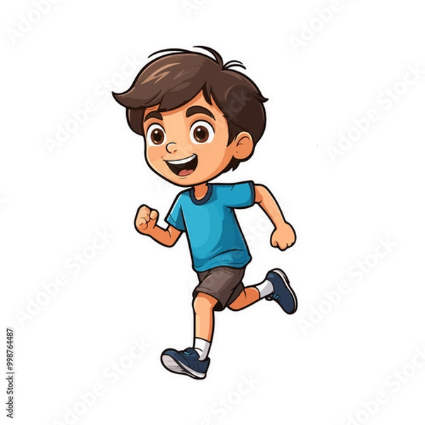 Obraz cartoon illustration of a boy running