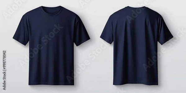 Fototapeta plain navy blue tshirt mockup design front view