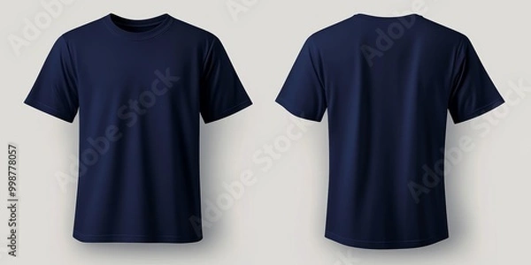 Fototapeta plain navy blue tshirt mockup design front view