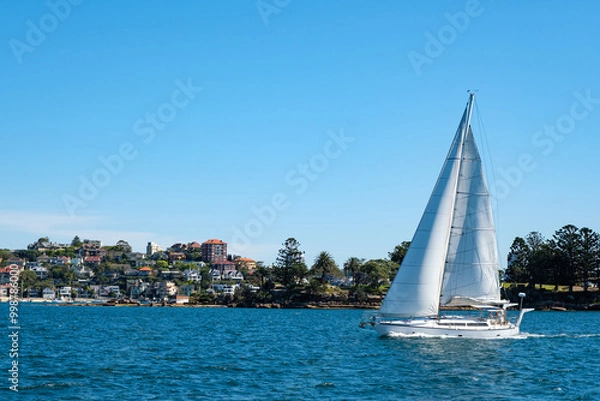 Obraz A sail travelling across the sea near Rose Bay and Watsons Bay in Sydney, Australia