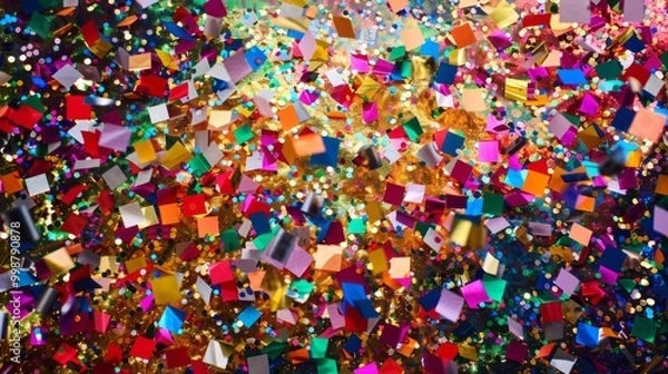 Fototapeta A colorful explosion of confetti is scattered across the image
