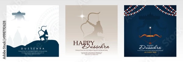 Fototapeta Dussehra wishing post design background , vector	