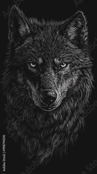 Fototapeta Line drawing dog, black and white