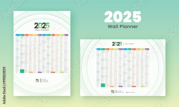 Fototapeta 2025 calendar and planner with beautiful multiple colors