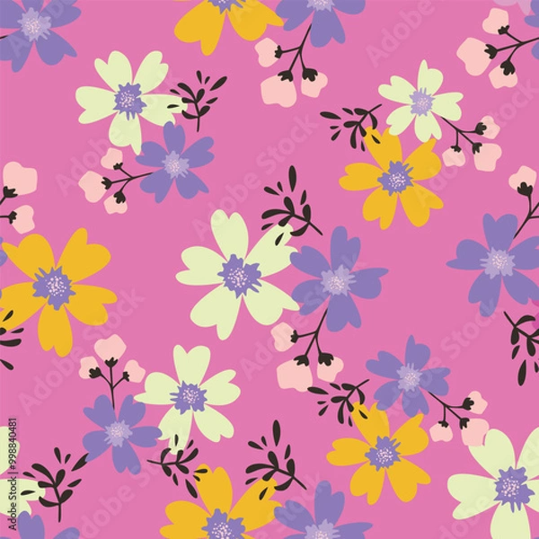 Fototapeta Abstract Digital Hand Drawn Seamless floral pattern background. ready for print digital flower textile allover design