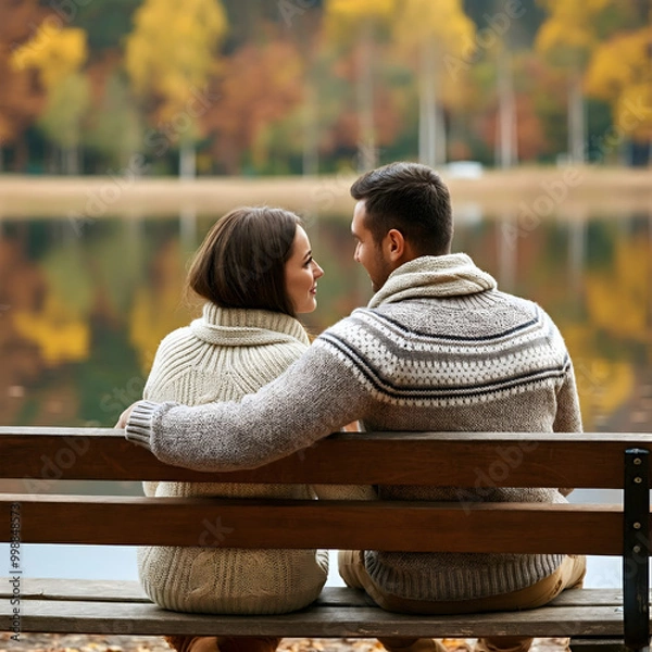 Fototapeta Couple in the park at a beautiful angle