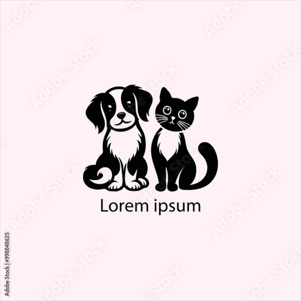 Obraz cat and dog vector logo set , animal, pet, illustration, vector, cat,