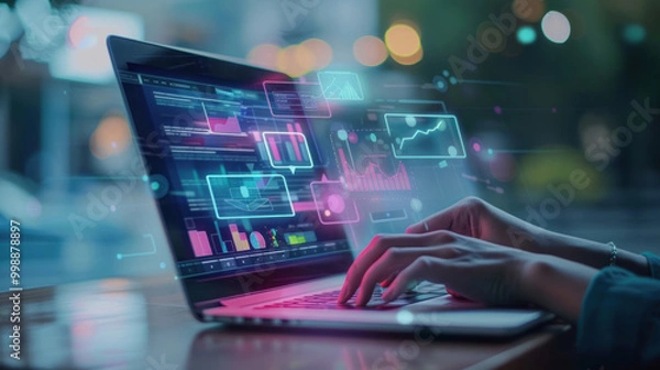 Obraz A business using AI-powered brand management tools to track consumer sentiment and optimize brand strategies in real-time.