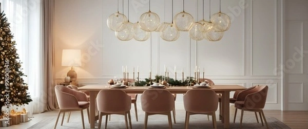 Obraz Christmas table setting. AI generated